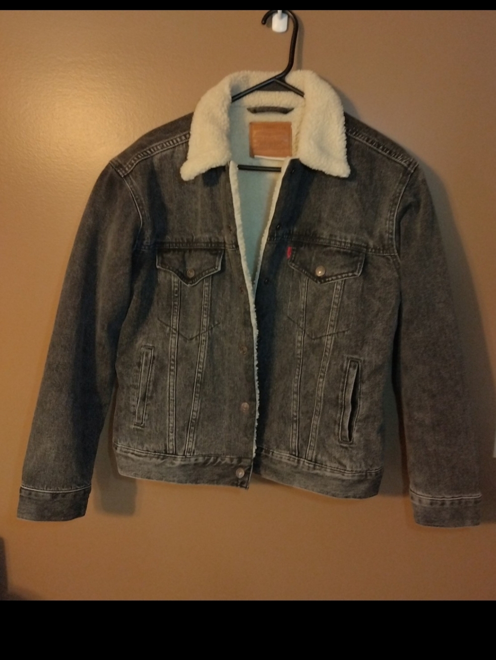 Levi's Ex-boyfriend Sherpa Jean Denim Jacket Faded Black Size S.